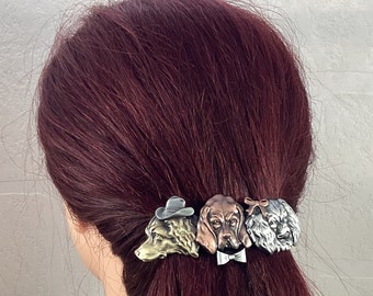DOG FRENCH BARRETTE 80mm- Thick Hair Barrette- Hair Accessories- Hair Clip- Dog Rescue- Dog Lovers Jewelry- Canine Accessories-