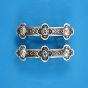 CELTIC CLOVER French Barrettes Set of Two 50mm- Barrettes for Thin Hair-  Hair Accessories- Hair Clip- Small Barrette- Silver Barrette