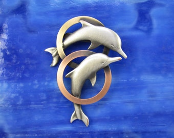 Dolphins Brooch- Dolphin Jewelry-