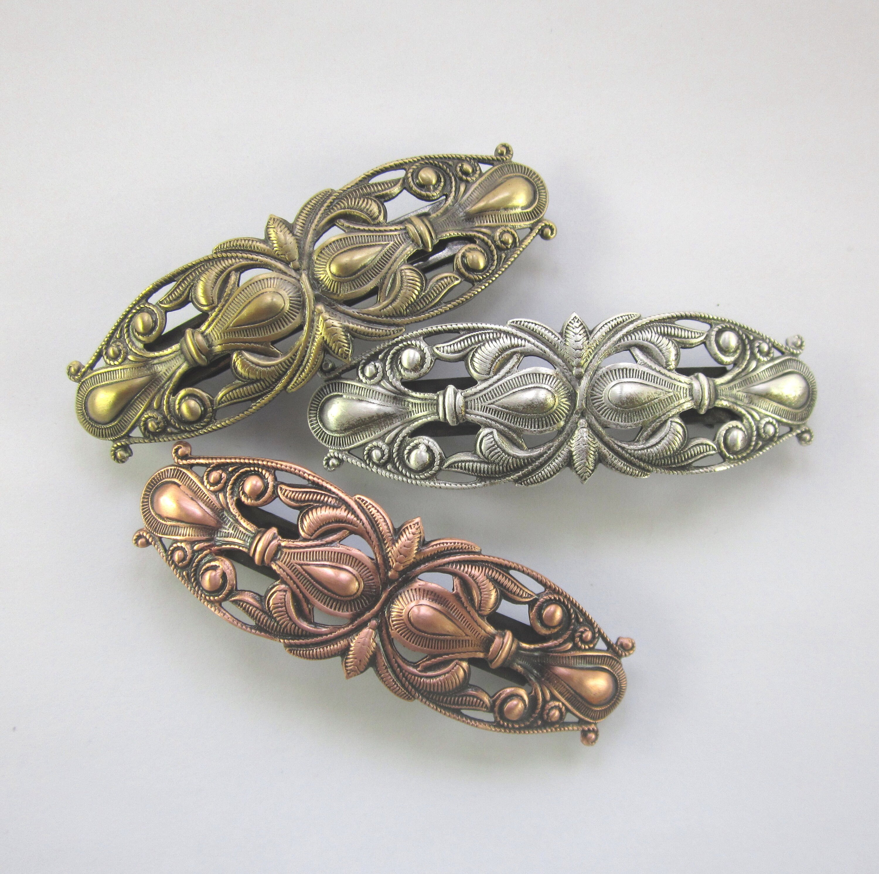ORNATE FILIGREE 60mm French Barrette Barrettes for Thin Hair Etsy