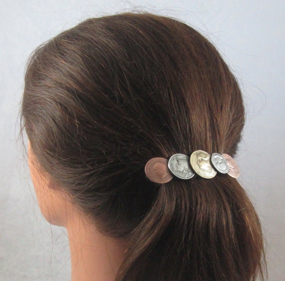 Coins French Barrette 80mm Thick Hair Barrette Hair Etsy