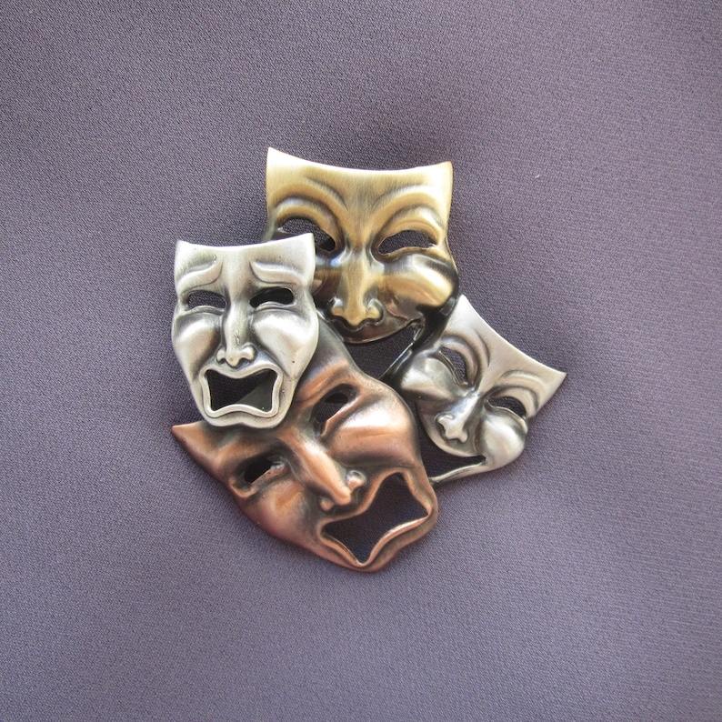 Drama Brooch Drama Teacher Gift Drama Award Comedy Tragedy Brooch Comedy Tragedy Jewelry Theater Jewelry image 6