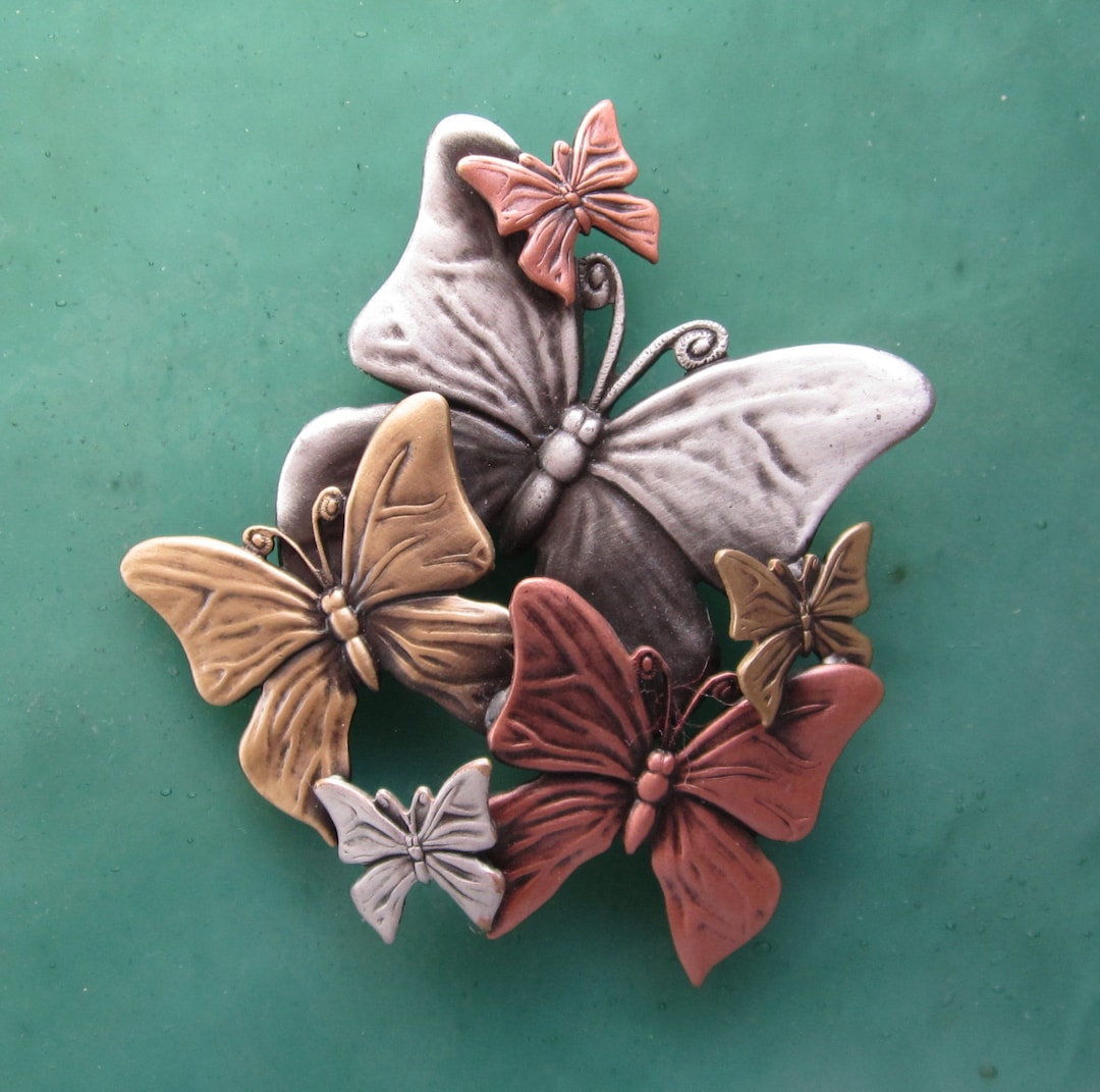 Broche Papillon Multicolore Pour Femmes - Alliage, Taille 3.2x4.3 Cm, Neuf Avec étiquettes