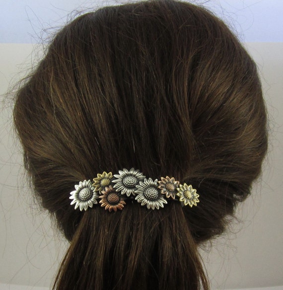 Sunflowers French Barrette 80mm Thick Hair Barrette Gifts Etsy
