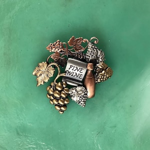 Fine Wine Brooch- Fine Wine Pin- Wine Lover&#39;s Pin- Wine Tasting- Hat Pins for Women- Pocketbook Pin- Lapel Pin-