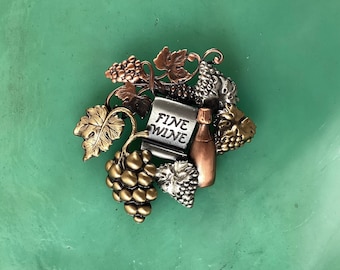 Fine Wine Brooch- Fine Wine Pin- Wine Lover's Pin- Wine Tasting- Hat Pins for Women- Pocketbook Pin- Lapel Pin-