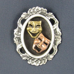 Comedy Tragedy Masks Brooch Comedy Tragedy Masks Jewelry Theater Masks Brooch Theater Masks Pin Drama Masks Jewelry image 3