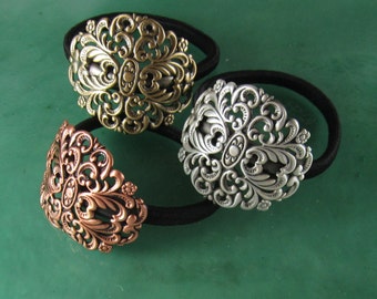 PONYTAIL and SCARF Holder Filigree- Hair Ties- Hair Cuffs- Scarf Holder- Scarf Accessories- Hair Accessories- Ties and Elastics-