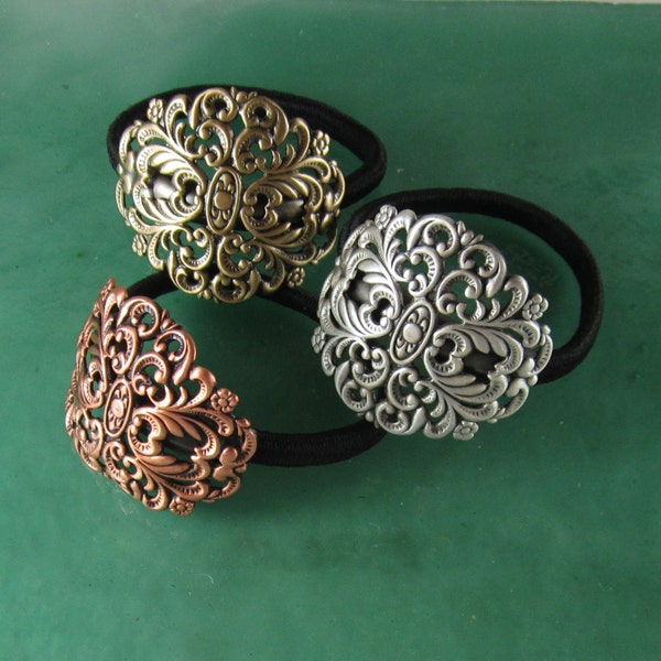 PONYTAIL and SCARF Holder Filigree- Hair Ties- Hair Cuffs- Scarf Holder- Scarf Accessories- Hair Accessories- Ties and Elastics-