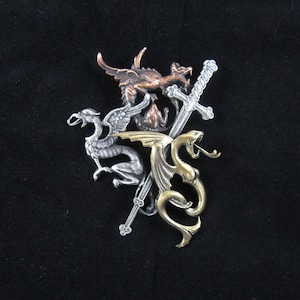 Broche Draken en Zwaard