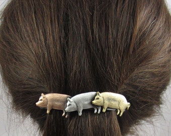 Three Little Pigs French Barrette 80mm- Thick Hair Barrette- Hair Clip- Hair Accessories
