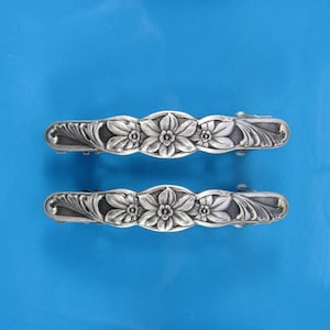 FRENCH BARRETTE Set of Two 50mm Floral design Barrettes for Thin Hair Hair Accessories Small Barrette Barrettes for Women image 1