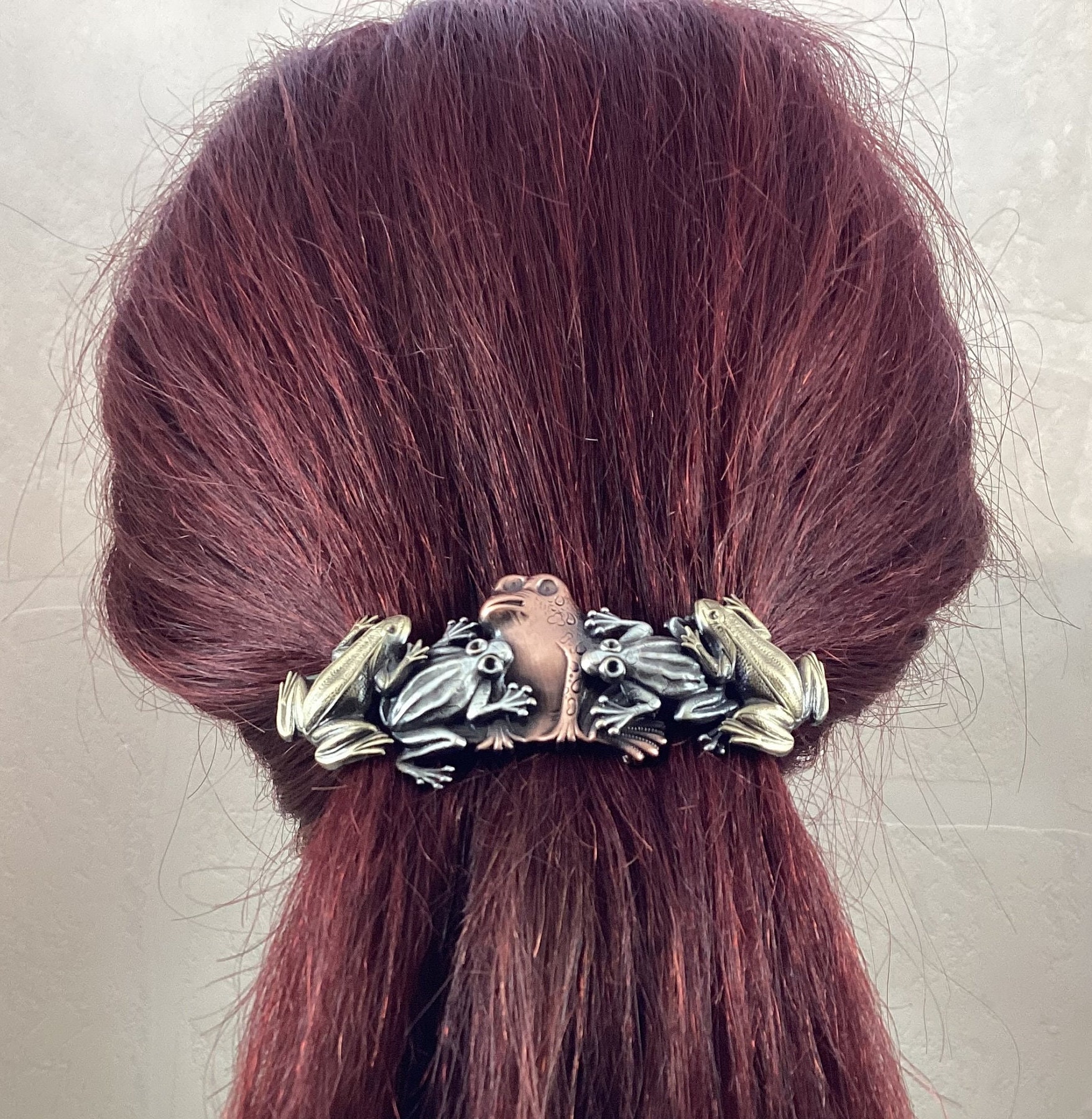 Barrette Russe Peinte à La Main – Vert – Bois Et Métal – Artisanat Original