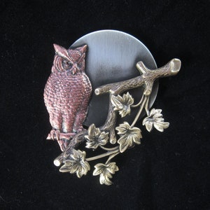 Owl Brooch- Owl by Moonlight Brooch-Owl Jewelry- Owl Pin- Hat Pins for Women- Pocketbook Pin-
