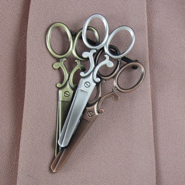 Scissors Brooch- Hair Stylist Gift- Hair Stylist Jewelry- Scissor Fob- mixed metal jewelry