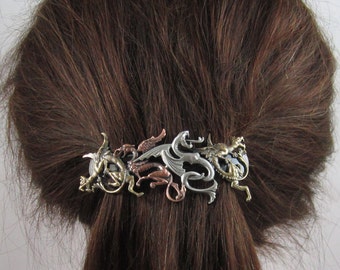 DRAGONS FRENCH BARRETTE 80mm- Thick Hair Barrette- Hair Clip-  Dragon- Game of Thrones- Hair Clips- Hair Accessories