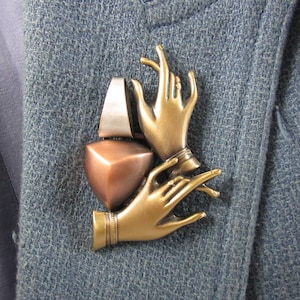 Manicurist Brooch- Nail Technician- Gifts for Nail Technician- Nail Tech- mixed metal jewelry