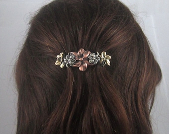PETAL FLOWERS 70mm French Barrette-Floral Barrette- Hair Accessory- French Clips- Flower Barrette