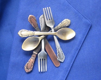 FORK KNIFE SPOON Brooch - Chef Gift