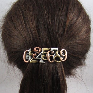 Numbers French Barrette Clip 80MM Thick Hair Barrette Hair Accessory Hair Clip Hair Barrette Gifts for Teachers image 1