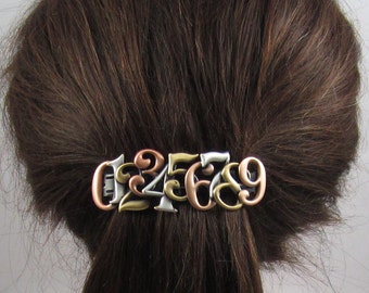 Numbers French Barrette Clip 80MM- Thick Hair Barrette- Hair Accessory- Hair Clip- Hair Barrette- Gifts for Teachers