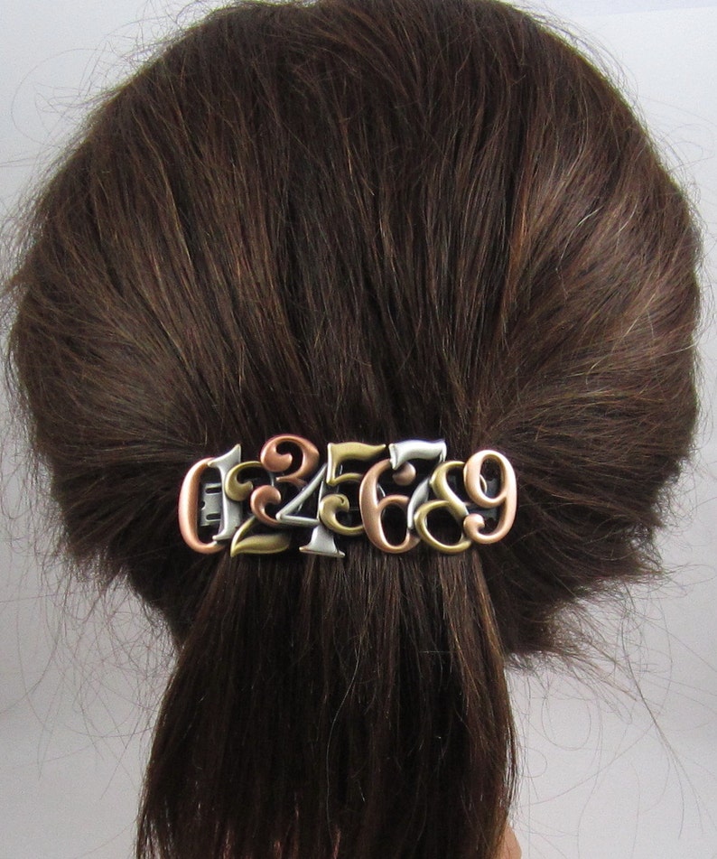 Numbers French Barrette Clip 80MM Thick Hair Barrette Hair Accessory Hair Clip Hair Barrette Gifts for Teachers image 1