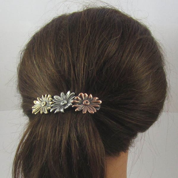 DAISY FRENCH BARRETTE 80 MM- Barrette à cheveux épais- Barrette à fleurs- Daisy- Barrettes à cheveux- Daisy Design- Marguerites- Cadeaux pour jardiniers- Fleuriste-