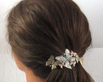 BUTTERFLY FRENCH BARRETTE 80mm- Thick Hair Barrette- Hair Accessory- Hair Clip- Hair Barrette-  Butterfly- Barrettes for Women-