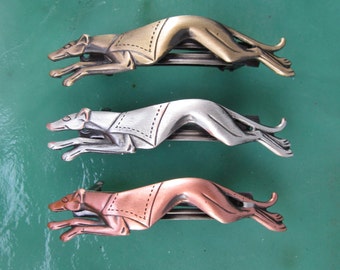 GREYHOUND FRENCH BARRETTE 50MM- Barrettes for Thin Hair-  Dog Lover Gift- Dog Rescue