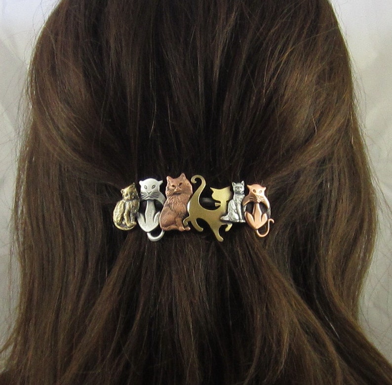 CAT CRAZY FRENCH Barrette 80mm Thick Hair Barrette Hair Accessory Hair Clip Hair Barrette Cat Lover Barrettes for Women image 3