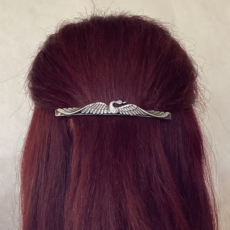 SWAN BARRETTE Silver Barrette Swan Hair Accessory Barrettes and Clips image 7