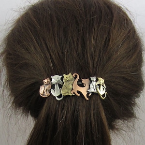 CAT CRAZY FRENCH Barrette 80mm- Thick Hair Barrette- Hair Accessory- Hair Clip- Hair Barrette- Cat Lover- Barrettes for Women-