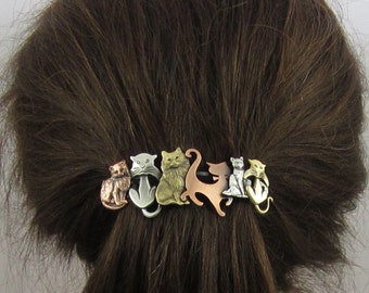 CAT CRAZY FRENCH Barrette 80mm- Barrette de pelo grueso- Accesorio para el cabello- Clip de pelo- Barrette de pelo- Amante de los gatos- Barrettes para mujeres-