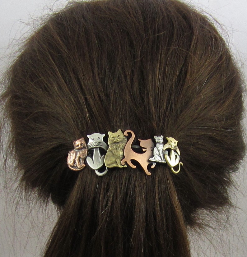 CAT CRAZY FRENCH Barrette 80mm Thick Hair Barrette Hair Accessory Hair Clip Hair Barrette Cat Lover Barrettes for Women image 1