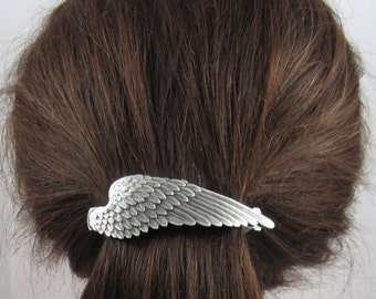 ANGEL WING French Barrette 80mm- Thick Hair Barrette- Hair Accessory- Hair Clip- Wing Hair Barrette-  Angel Wing- Barrettes for Women-