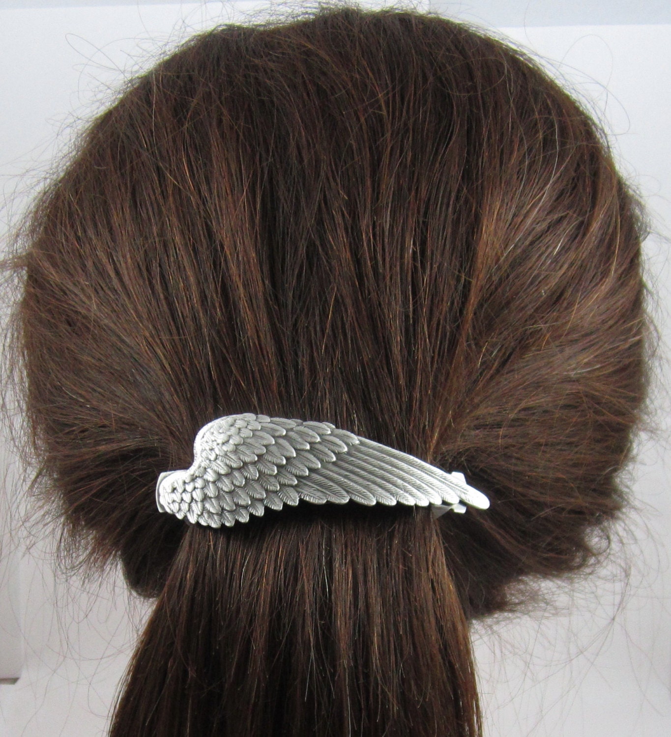 Silver Pearl Rhinestone Angel Wing Hair Clip Claw Hair Accessory Angel wings hair claw within pearl main image 3