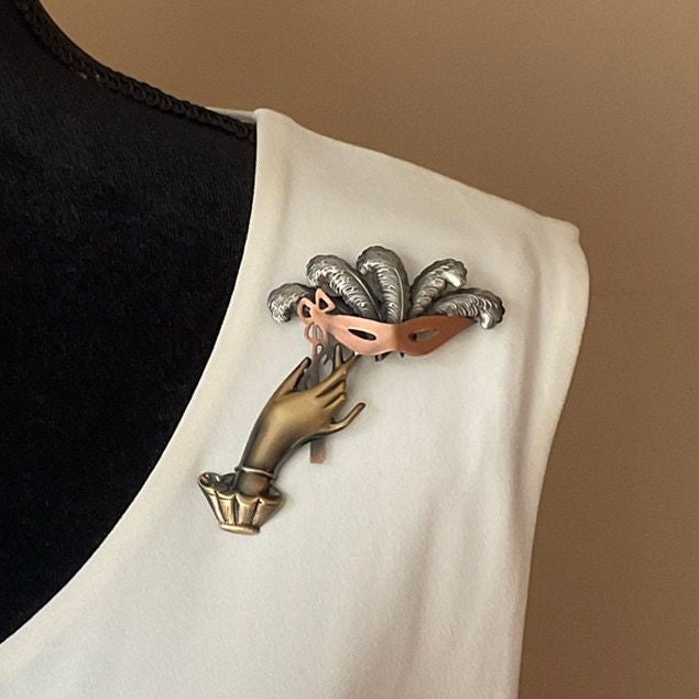 Mask Brooch Drama Mask Theater Jewelry Mardi Gras Jewelry Etsy Canada