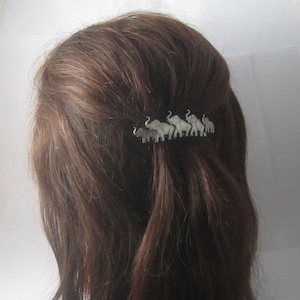象のフレンチバレッタ 70mm - ヘアアクセサリー - 小型バレッタ - フレンチクリップ - シルバーバレッタ
