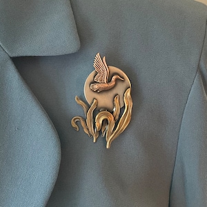 Duck Brooch- Duck by Moonlight Brooch- Duck Jewelry- Duck Lapel Brooch- Duck Pin- Hat Pins for Women- Pocketbook Pin-