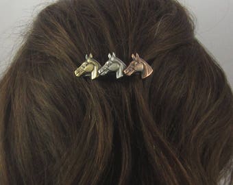 HORSES FRENCH BARRETTE Clip 60mm- Barrettes for Thin Hair- Hair Accessories- Hair Clip- Horse Lover-