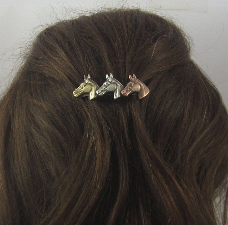 HORSES FRENCH BARRETTE Clip 60mm Barrettes for Thin Hair Hair Accessories Hair Clip Horse Lover image 1