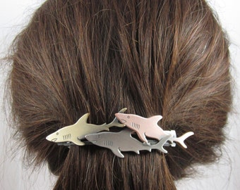 Shark French Barrette 80mm- Thick Hair Barrette- Hair Accessories- Hair Clips- Shark Jewelry