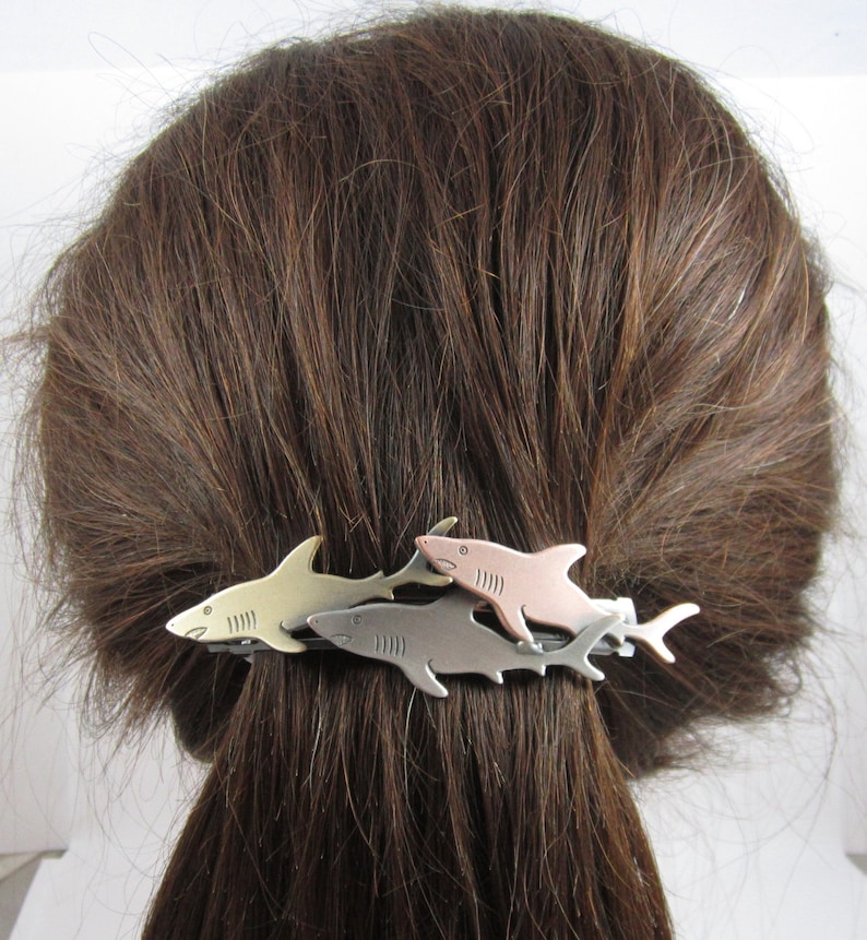 Shark French Barrette 80mm Thick Hair Barrette Hair Accessories Hair Clips Shark Jewelry image 1