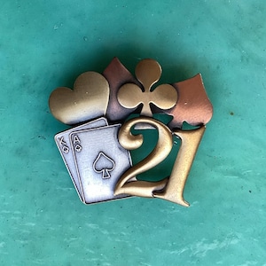 Blackjack Pin- 21- Broche de jugador de cartas- Regalo de jugador de cartas-