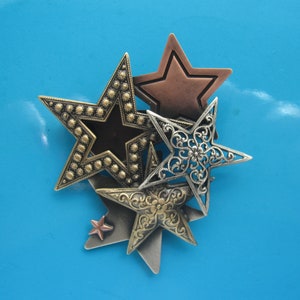 Stargazer Brooch- Star Pin- Sun Moon Star- Celestial Jewelry- Star Jewelry