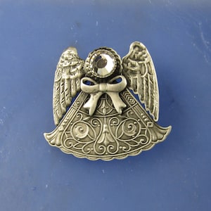 Angel Brooch-Swarovski Crystal-Sterling Silver Ox