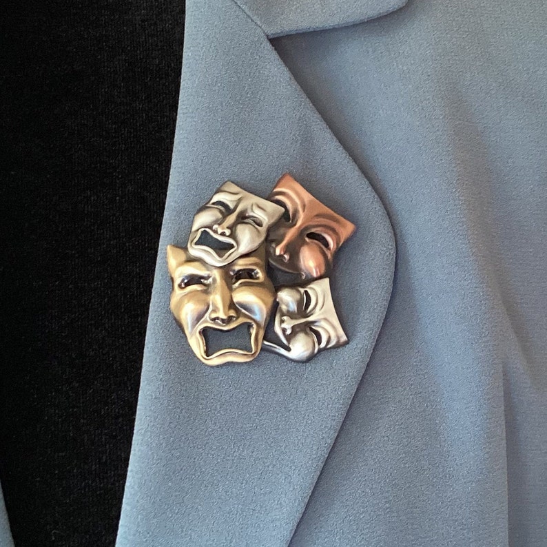 Drama Brooch Drama Teacher Gift Drama Award Comedy Tragedy Etsy