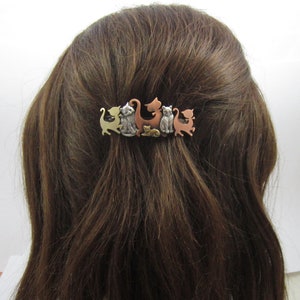 CAT CRAZY FRENCH Barrette 70mm- Cat Hair Clip- Cat Lover Gift- Hair Accessories- Barrettes and Clips- French Clip- French Barrette