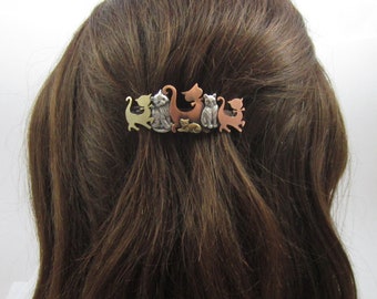 CAT CRAZY FRENCH Barrette 70mm- Cat Hair Clip- Cat Lover Gift- Hair Accessories- Barrettes and Clips- French Clip- French Barrette