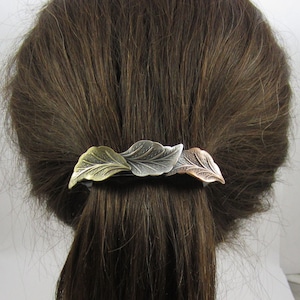 LEAF FRENCH BARRETTE 70mm or 80mm- Hair Barrette- Hair Accessory- Hair Clip- Leaf Accessory- Leaves- Arborist Gift- Nature Lover Gift-